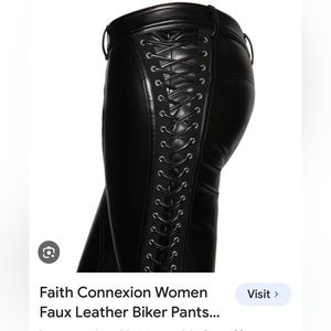 Faith Connexion Women Faux Leather Biker Pants